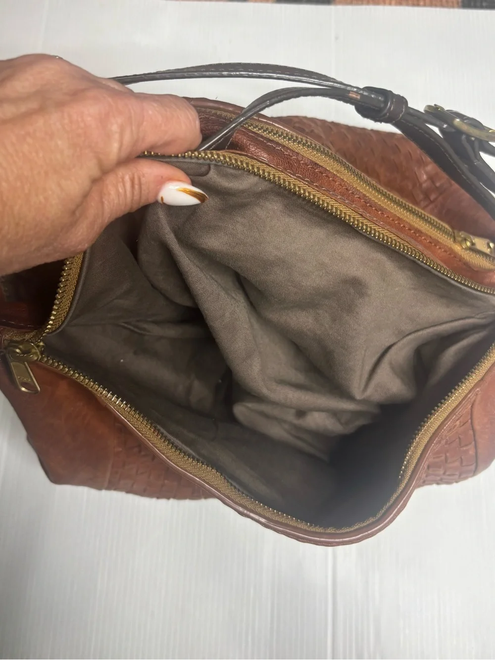 J Crew Italian Leather Woven Hobo Bag